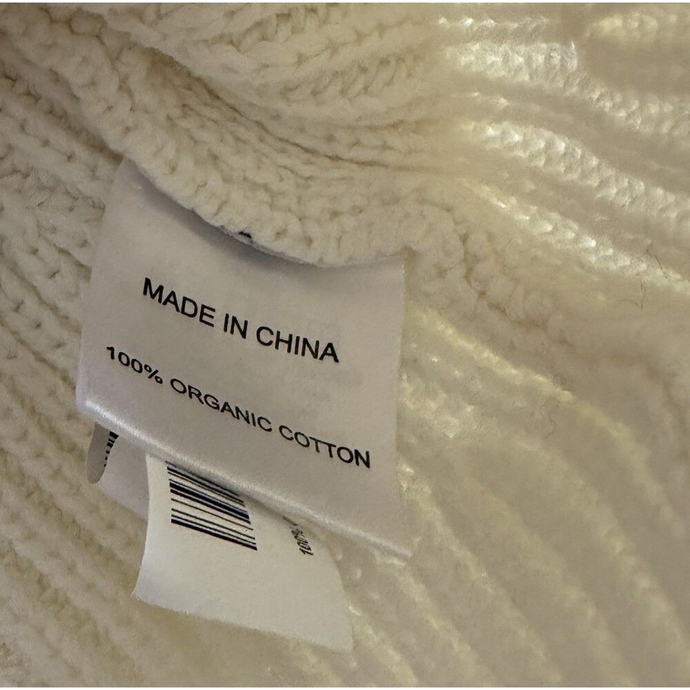 Quince Women 100% Organic Cotton Fisherman Crew Sweater Sleeved Top Ivory M - Picture 8 of 9